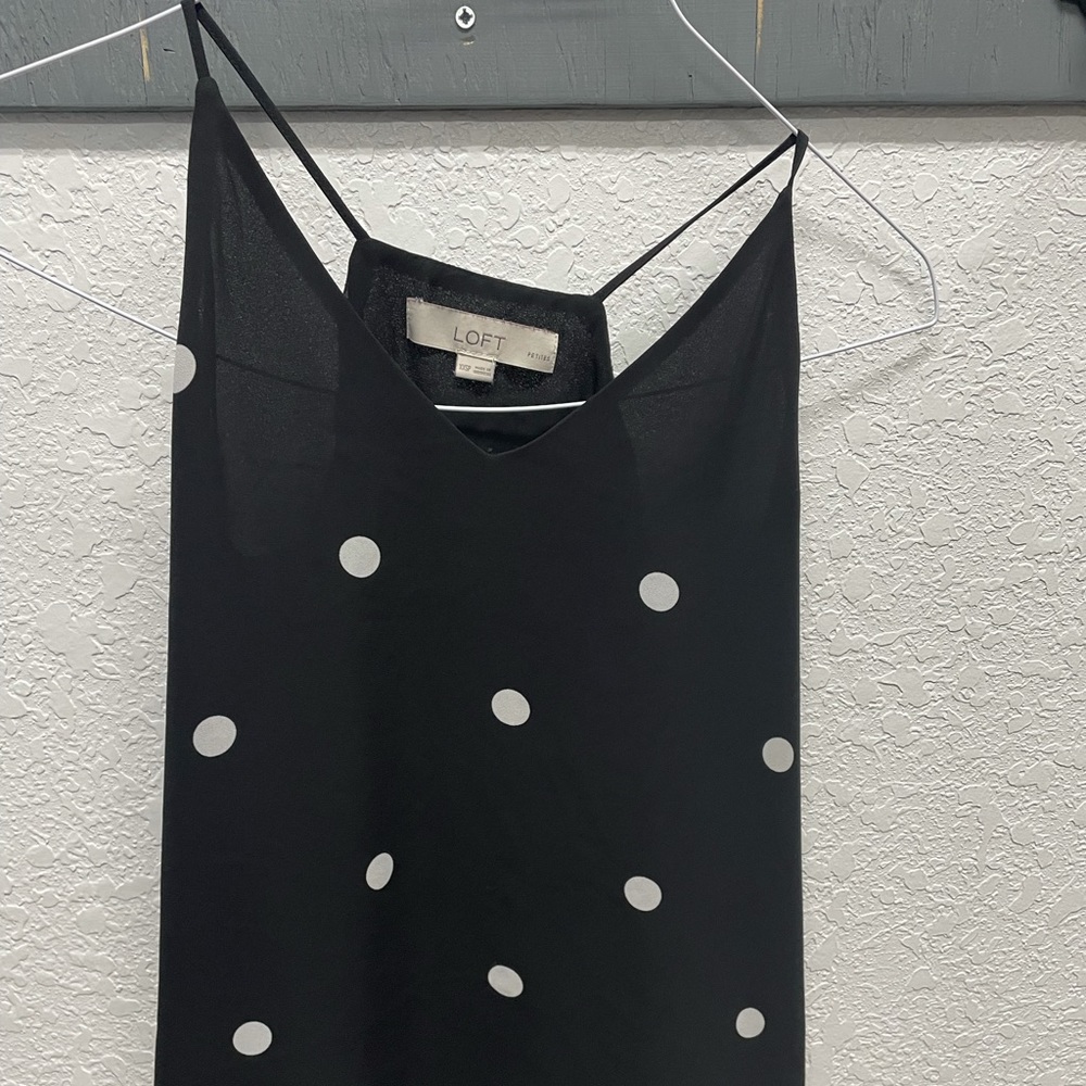 Loft black with white polka dot tank